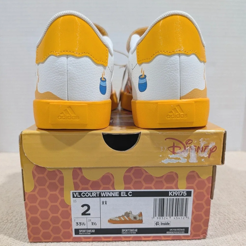 Adidas x Disney Winnie the Pooh VL Court Sneakers Orange White KI9175 Kids 2 NIB
